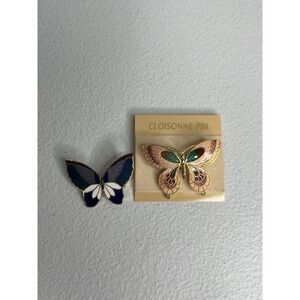 Lot Of 2 Vtg Cloisonné Butterfly Brooch Pin